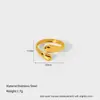 Anillo Abierto Geométrico Irregular con Forma de Hoja de Acero Inoxidable Transfronterizo, Chapado en Oro de 18 Quilates, Anillo Impermeable, Joyería de Alta Gama para Mujeres