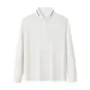 Camisa polo de lana de oveja y seda 40S 240G7A antibacteriana de manga larga con cuello, personalizable con logo impreso o bordado, estilo unisex