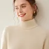 Novo Suéter de Cashmere Outono e Inverno para Mulheres, Suéter Básico Tricotado de Gola Alta Engrossado, Solto, Macio e Sedoso, Suéter Interno Quente Amigo da Pele