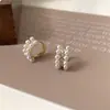 Retro exquisitos pequeños aretes de hebilla de perla y circonita para mujer, elegantes, de lujo ligero, alta gama, moda, combinables, estilo occidental