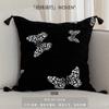 Estética Oriental Estilo Francés Chino Almohada de Sofá para Sala de Estar Blanca y Negra Cojín de Almohada para Cama de Dormitorio Sombra de Bambú Sueño de Mariposa