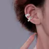 Exquisito y Único Clip Lateral para Oreja Colgante de Oreja Gymnopus Popular en Internet Clip de Oreja con Borla Larga de Perla Pendientes de Circonita Sin Agujeros en las Orejas
