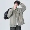 Chaqueta de Mezclilla Juvenil para Hombre, Estilo Vintage para Primavera y Otoño, Ropa de Trabajo Elegante, Top de Marca de Moda con Cuello de Solapa, Chaqueta Casual Transpirable para Hombre
