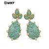 WT-E756 Pendientes Clásicos Exquisitos para MujEreS Piedra Preciosa Multicolor Natural Opcional Forma de Gota Circonita Incrustada Joyería