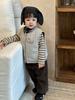 Roupa Infantil Estilo Coreano Novo Modelo 2026 Outono e Inverno Colete de Bebê Roupa Infantil Estilo Coreano Conjunto Engrossado Listrado para Meninos
