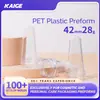 Preforma de botella de plástico de grado alimenticio para mascotas, rosca de 42, capacidad de 28 gramos, para botellas de cosméticos, moldeada por soplado, con cuello roscado, producto semiacabado