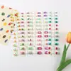 24 Piezas de Uñas Postizas de Dibujos Animados de Frutas y Flores para Niños, Parches de Uñas Artísticas Portátiles