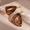 Pendientes Geométricos Triangulares Ovalados de Resina con Degradado Retro, Estilo Europeo y Americano, Estilo Exagerado de Nicho, Pendientes de Alta Gama para Mujer