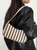 Comercio Exterior Versión Transfronteriza Estampado Rayado Fresco Pequeño Bolso de Hombro Pequeño Ligero Bolso de Axila Bolso Simple de Hombro Único de Pana