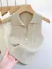 Chal de Punto de Verano para Mujer con Cuello en V sin Mangas, Versátil Multicolor, Top Básico Ajustado