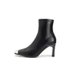 Botas Sociais Quadradas Elegantes Estilo Europeu e Americano Bico Quadrado Moda Versátil Slim para Mulheres H935-12
