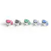 Pendientes Generales de Corte Redondo con Base Platinada de Titanio F136 Montura de Garras Base Redonda Circonita 5A Uña de Labio G23 Joyería de Piercing de Aleación de Titanio