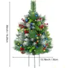 Árbol de Navidad 76cm Exterior Jardín Aguja de Pino Fruta Roja Árbol Insertado en el Suelo Set de 2 Piezas con Luces LED Blancas Cálidas Atadas Impermeable