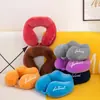 Almohada en Forma de U Hecha a Medida Almohada Inflable a Presión para el Cuello Portátil Montada en Coche Protección para el Cuello Almohada en Forma de U Espuma Viscoelástica Almohada para la Siesta