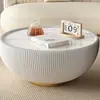 Mesa de Café Redonda de Piedra, Lujo Ligero Estilo Moderno Italiano, Adecuada para Apartamentos Pequeños, Sala de Estar Minimalista, Combinación Creativa Popular para Uso Doméstico