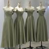 Vestido de dama de honra de cetim 2023 novo verão verde pode ser usado para ocasiões cotidianas casamento irmandade vestido de baile mulheres
