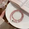 Sombra de Luna Río Gato Ojo Pulsera Super Hada Dulce y Fresca Ins Fresa Cristal Doble Círculo Luna Pulsera Estilo Princesa Niña