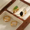Anillo de Resina y Acero de Titanio de Lujo Ligero Transfronterizo para Mujer, Moda de Gama Alta, Parche, Acero Inoxidable Natural, Conjunto de Anillo y Pulsera