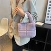 Diseño Nicho Bolso de Mano de Peluche 2022 Otoño e Invierno Nuevo Combinable Bandolera de Peluche de Cordero Tejido a Cuadros Bolso Cuadrado Pequeño de Mano
