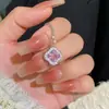 Colar Super Brilhante Trevo de Quatro Folhas Diamante Rosa Cristal Moda Coreana Joia Corrente de Clavícula com Strass Gargantilha Simples Versátil Temperamento