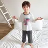 Pijama infantil de modal, roupa de verão para ar condicionado, roupa de casa, conjunto infantil, mangas 3/4, calças 3/4, modelo fino para meninos e meninas