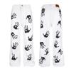 Pantalones de mezclilla con estampado de palmeras retro estilo americano para hombre, marca de moda Plutton Handsome cleanfit, pantalones de pierna recta y ancha, holgados
