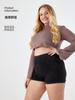 Pantalones cortos de mezclilla para yoga de talla grande para mujer, elásticos, ajustados, con bolsillo, cintura alta, adelgazantes, para fitness, casuales