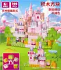 Castillo de Princesa de Venta Caliente Transfronterizo en Amazon 150 Piezas Bloques Magnéticos Madera de Palisandro Castillo Rosa Juguetes para Niñas Venta al por Mayor