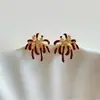 Brincos de Fogos de Artifício Esmaltados Vermelhos para Mulheres, Novos Brincos de Design Único de Nicho, Luxo Leve, High-End, Joia de Orelha Elegante