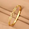 Pulsera de Trébol de Cuatro Hojas de Alta Gama, Moderna y Versátil, Pulsera Abierta de Acero Inoxidable para Pareja, Pulsera de Flor Giratoria al por Mayor