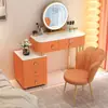 Tocador de Madera Maciza Dormitorio Moderno Simple Tocador de Pizarra Gabinete de Almacenamiento Espejo de Maquillaje Integrado Belleza y Elegante