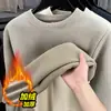 Moletom Masculino Espesso Quente de Pelúcia com Grãos de Milho Veludo Europeu 2026 Outono Inverno Novo Camada Base Casual Moletom Masculino