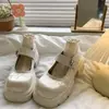 Populares Zapatos Mary Jane de Suela Gruesa para Aumentar la Altura para Mujer, Nuevo Estilo Primavera 2026, Dulces Zapatos de Cuero Versátiles con Punta Redonda que Combinan con Faldas