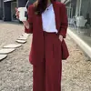 Traje de Pantalón de Pierna Ancha para Mujer 2025 Primavera y Otoño Moda Coreana Temperamento Estilo Británico Casual Callejera Profesional