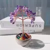 Pedrinhas de cristal natural, ametista, citrino, planta em vaso de cristal de árvore da fortuna, decoração de mesa para casa, artesanatos
