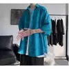 Verão Ins Design Sense Impresso Camisa de manga curta Moda Masculina Estilo Coreano Na moda plus size Camisa de meia manga solta Roupas
