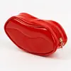 Fábrica de Guangzhou Personalizada Bolsa de Maquiagem Vermelha em Formato de Lábio para Viagem Diária, Bolsa Universal Impermeável para Batom com Marcação de Logo