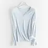 [Relajación] Ropa de Seda a Cuadros Nutritiva para la Piel, Camiseta Básica Fácil de Cuidar para Mujer, Capa Interior Elástica, Top de Punto Ligeramente Holgado