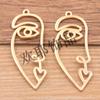 2 colores 15 * 40 mm DIY accesorios de aleación cara hueca cara lateral cara sonriente colgante collar pulsera adornos de equipaje