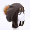 Boina Nueva de Color Sólido con Pompón Mezcla de Lana Moda Cómoda Gorro Pullover Doble Capa Cálido Gorro de Punto Sencillo