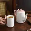 Taza de Cerámica Estilo Coreano con Lazo y Asa Irregular, Alto Valor Estético, Adecuada para Uso Doméstico, Taza de Desayuno, Taza de Cerámica, Artículo de Regalo