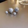 Pendientes de plata con letras retro de circonita y perlas para mujer, ligeros, de lujo, de alta gama, con sentido del nicho, de temperamento de moda, al por mayor