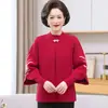 Novo Estilo Chinês Roupa para Mãe Novo Estilo Conjunto de Duas Peças Cardigã Elegante de Tricô Casaco Suéter Outono Inverno para Meia-Idade Conjunto Versátil de Duas Peças