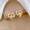 [Aço titânio] Colar Brincos terno Luz Luxo Completo Diamante Amor Pérola Personalidade Elegante Banquete Brincos Colar Conjunto