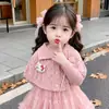 Vestido de Niña Primavera y Otoño 2026 Estilo Nuevo Suéter Elegante para Niños Chal Falda de Gasa Vestido Vestido de Princesa Conjunto de Dos Piezas