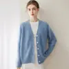 Cárdigan Suéter Abrigo de Punto con Botones y Cuello en V de Hilo Floral Suelto para Mujer Otoño/Invierno 2026 de Seda y Cachemira