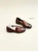 Mocasines de Piel Suave Estilo Retro Francés Británico Punta Redonda Tacón Grueso para Mujer 2026 Otoño Nuevos sin Cordones Zapatos de Cuero para Viajes