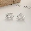 Brincos de pino com fio de lótus para mulheres 925 prata esterlina doce fresco flor osso da orelha pino personalidade moda temperamento joia de orelha