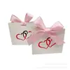 12 Bolsas de Regalo para el Día de San Valentín, Cajas de Regalo de Cumpleaños con Forma de Corazón con Estampado Rojo y Dorado, Bolsas de Papel para Regalos de Agradecimiento del Día de la Madre con Lazos