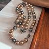 Collar de Perlas Shijia de 12 mm Hecho a Medida de Alta Calidad Estilo Maillard Negro y Marrón de Alto Brillo con un Toque Único y Elegante